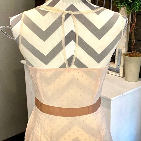 WALTZ Illusion 3D Rose netted neck handkerchief hem flowy midi dress size S Y2K - Picture 4 of 7